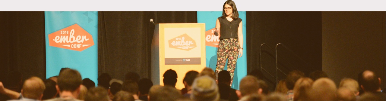 Brenna O'Brien on stage at EmberConf 2016